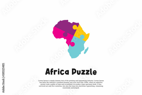 vector africa puzzle logo design template