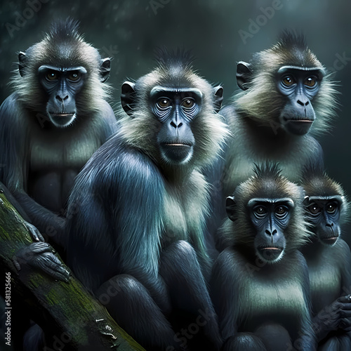 Mangabey Monkey Habitats. Generative AI © premiumdesign