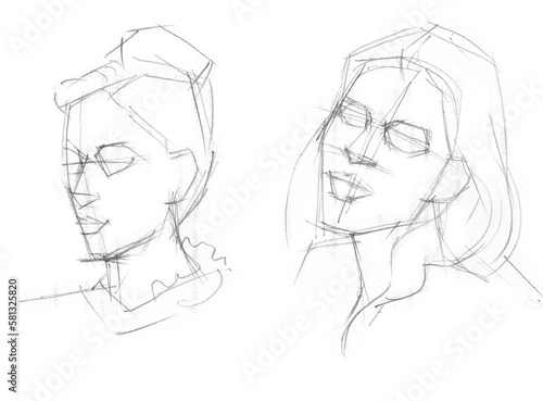 illustration of a person pencil drawing for study background illustration
