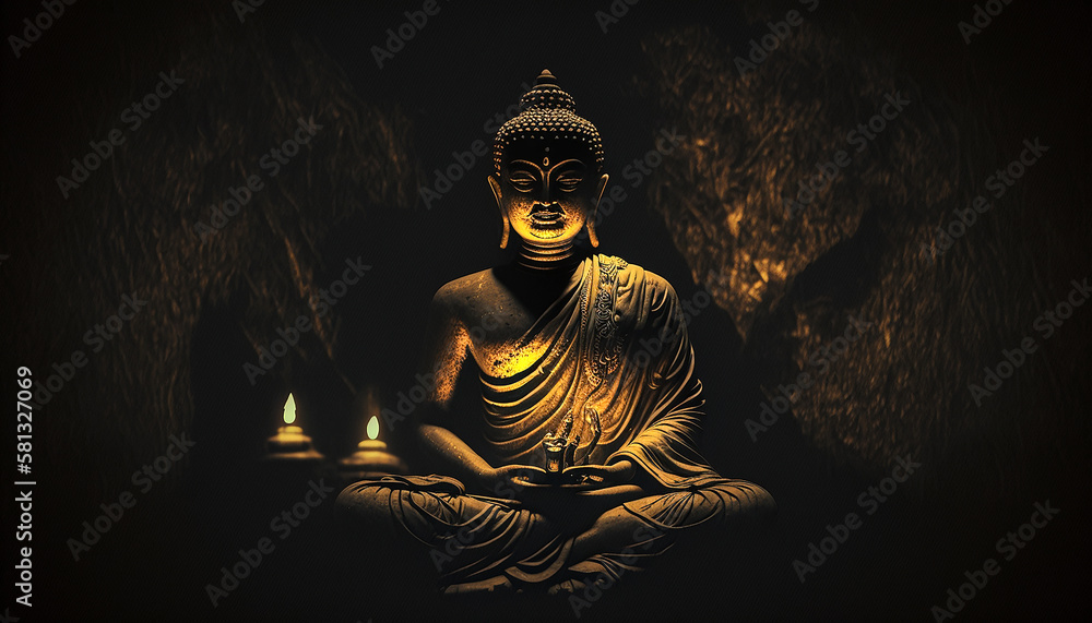 Gautama Buddha the symbol of hinduism buddhism spirituality buddha purnima, generative ai Gautama Buddha the symbol of hinduism buddhism spirituality buddha purnima, generative ai