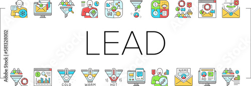 lead marketing generation icons set vector