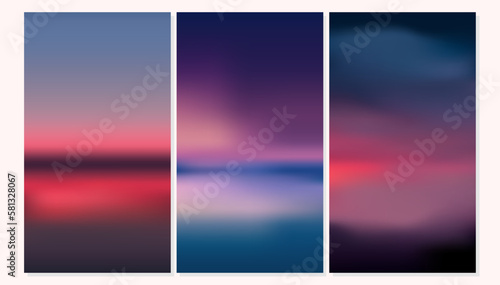 gradient sunset sunrise wallpaper phone vector, set