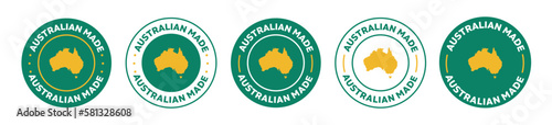 australian made icon set. made in australia. australian made product icon suitable for commerce business. badge, seal, sticker, logo, and symbol Variants. Isolated vector illustration photo