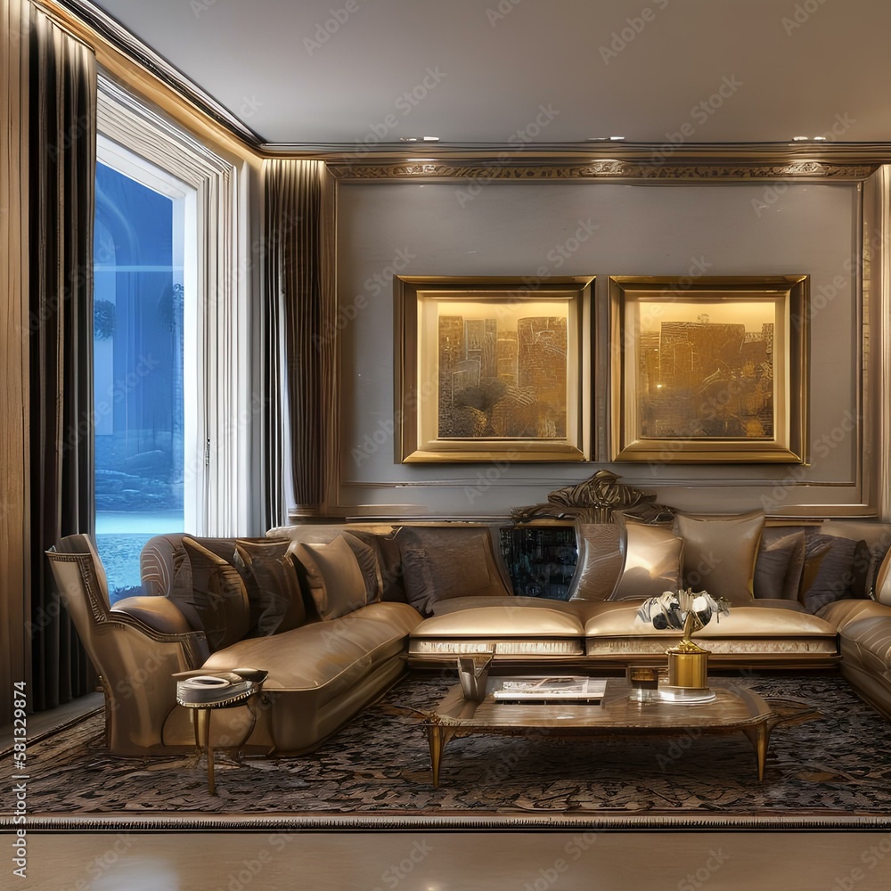 Fototapeta premium transitional living room3, Generative AI