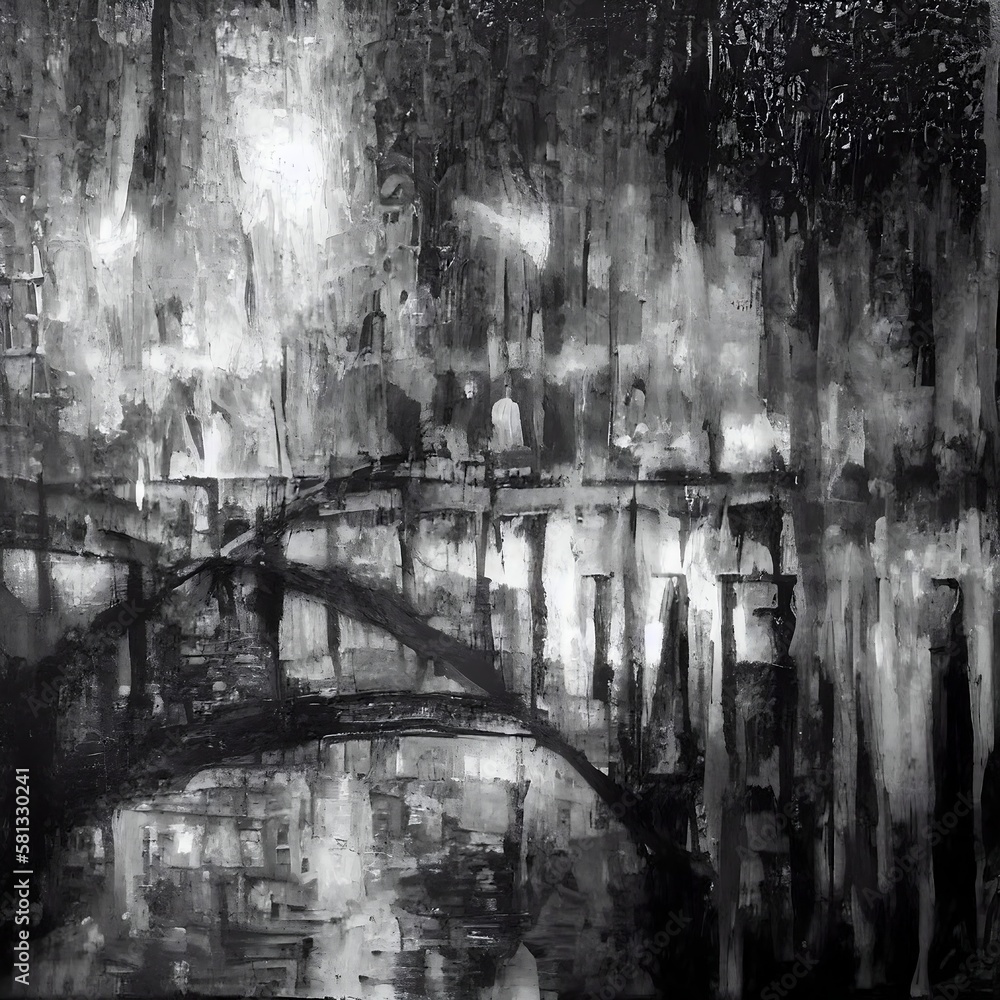 Black and White art, painting, Generative AI Black and White art, painting, Generative AI