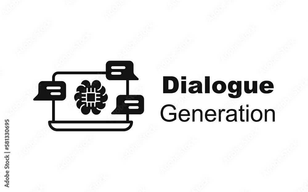 Fototapeta premium Dialogue generation vector icon illustration with text.