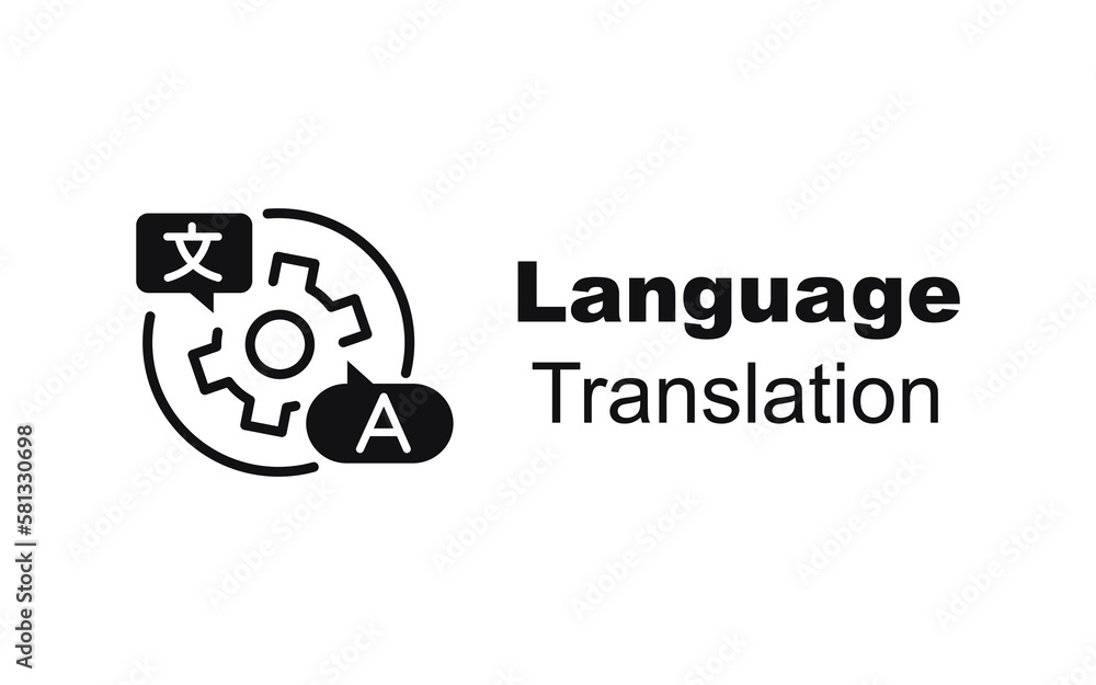 Language Translation vector icon illustration with text. Language Translation vector icon illustration with text.