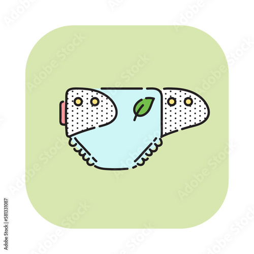 Zero waste ecology reusable diaper icon. Recycle natural eco friendly cartoon baby nappy. Vector illustration.