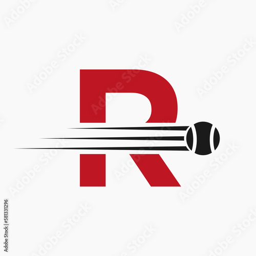 Initial Letter R Tennis Logo. Tennis Sports Logotype Symbol