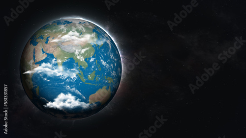 Fototapeta Naklejka Na Ścianę i Meble -  Panoramic view of the Earth planet in galaxy space