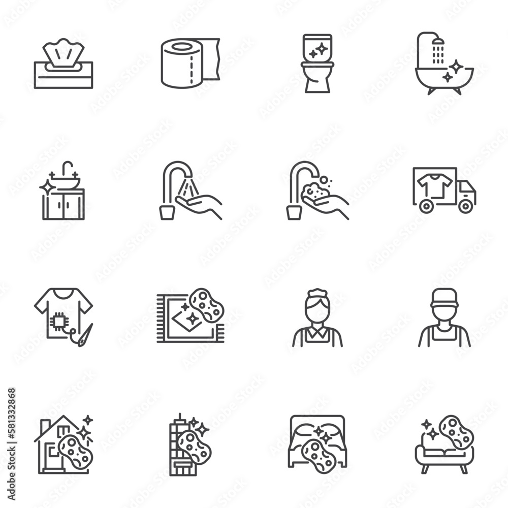 Housekeeping line icons set Housekeeping line icons set