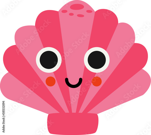 Vector illustration of cartoon seashell isolated on white background.