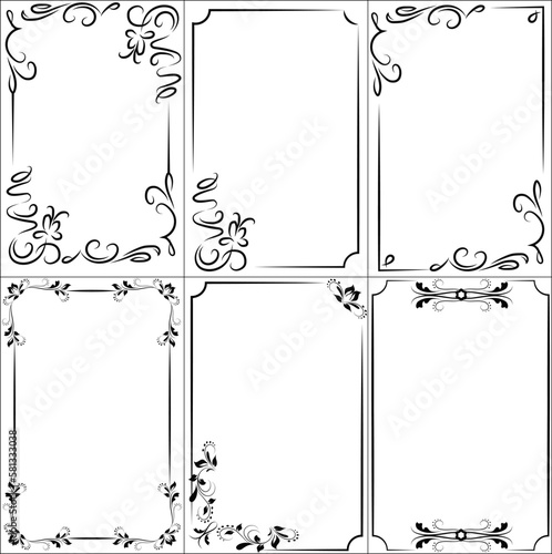 Clipart vintage frames in vector. A collection of frames in the old style of 6 pictures