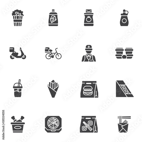 Take-out food vector icons set