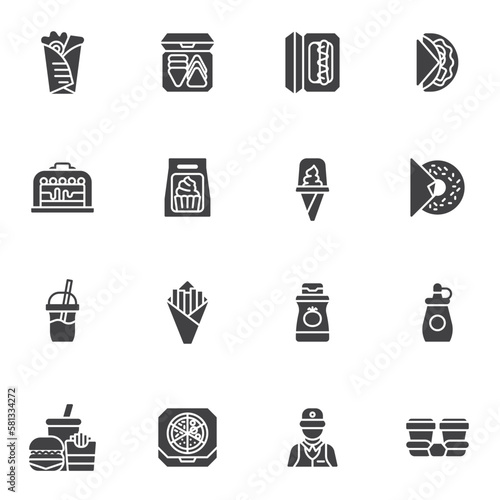 Take-out food menu vector icons set