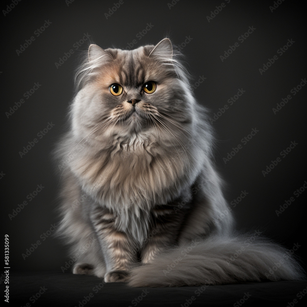 British longhair cat, looking at the camera. Grey cat. Generative IA British longhair cat, looking at the camera. Grey cat. Generative IA