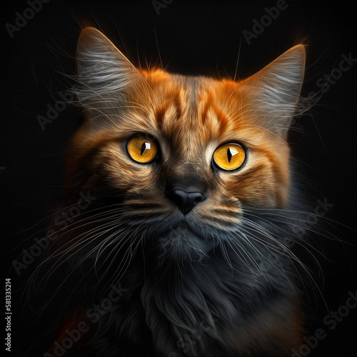 black and orange cat portrait - generative ai © Bruno