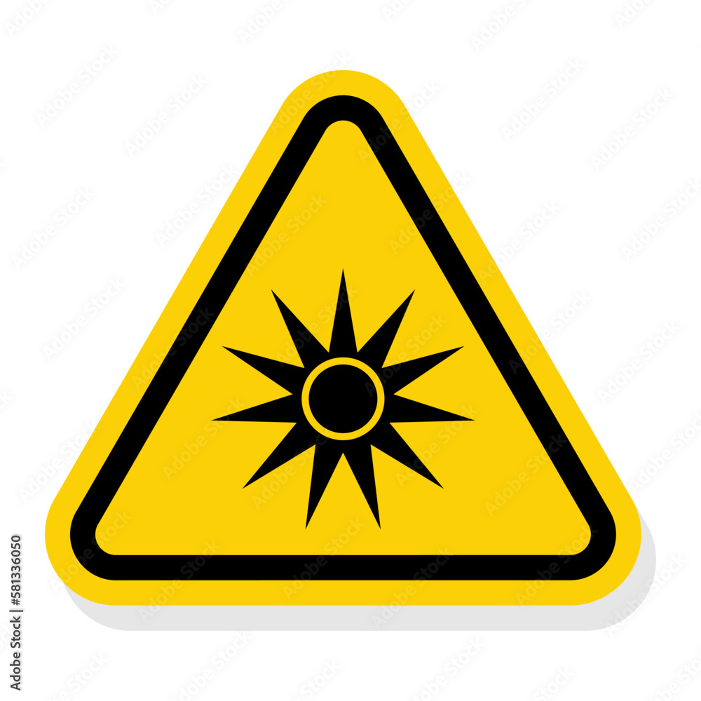 ISO Triangle Warning Sign: ISO W027 - Optical Radiation Symbol (IS-2077) ISO Triangle Warning Sign: ISO W027 - Optical Radiation Symbol (IS-2077)