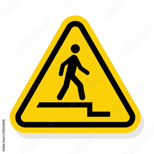 ISO Warning Sign: Watch Step Down Warning Symbol