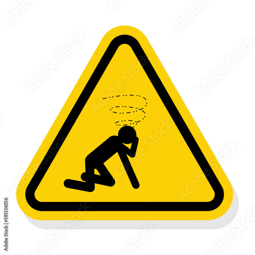ISO Triangle Warning Sign: Man Dizzy Suffocation Hazard Symbol (IS-2112)