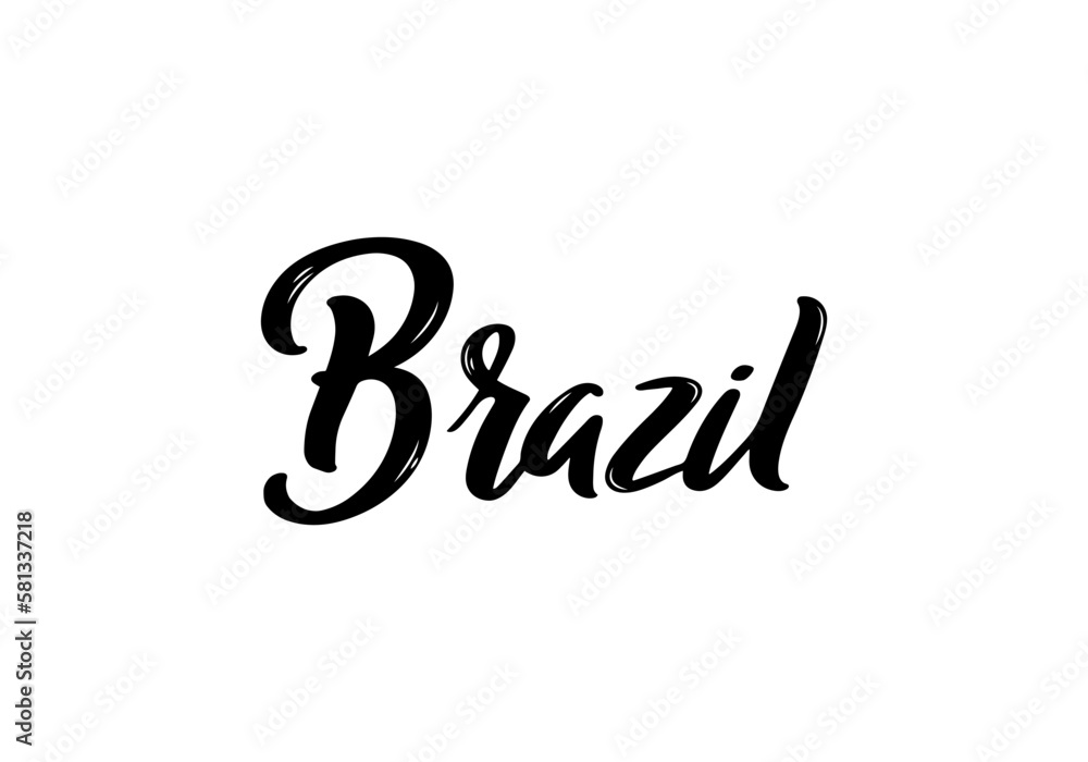 Brazil Lettering. Handwritten Country name. Vector design template. Brazil Lettering. Handwritten Country name. Vector design template.