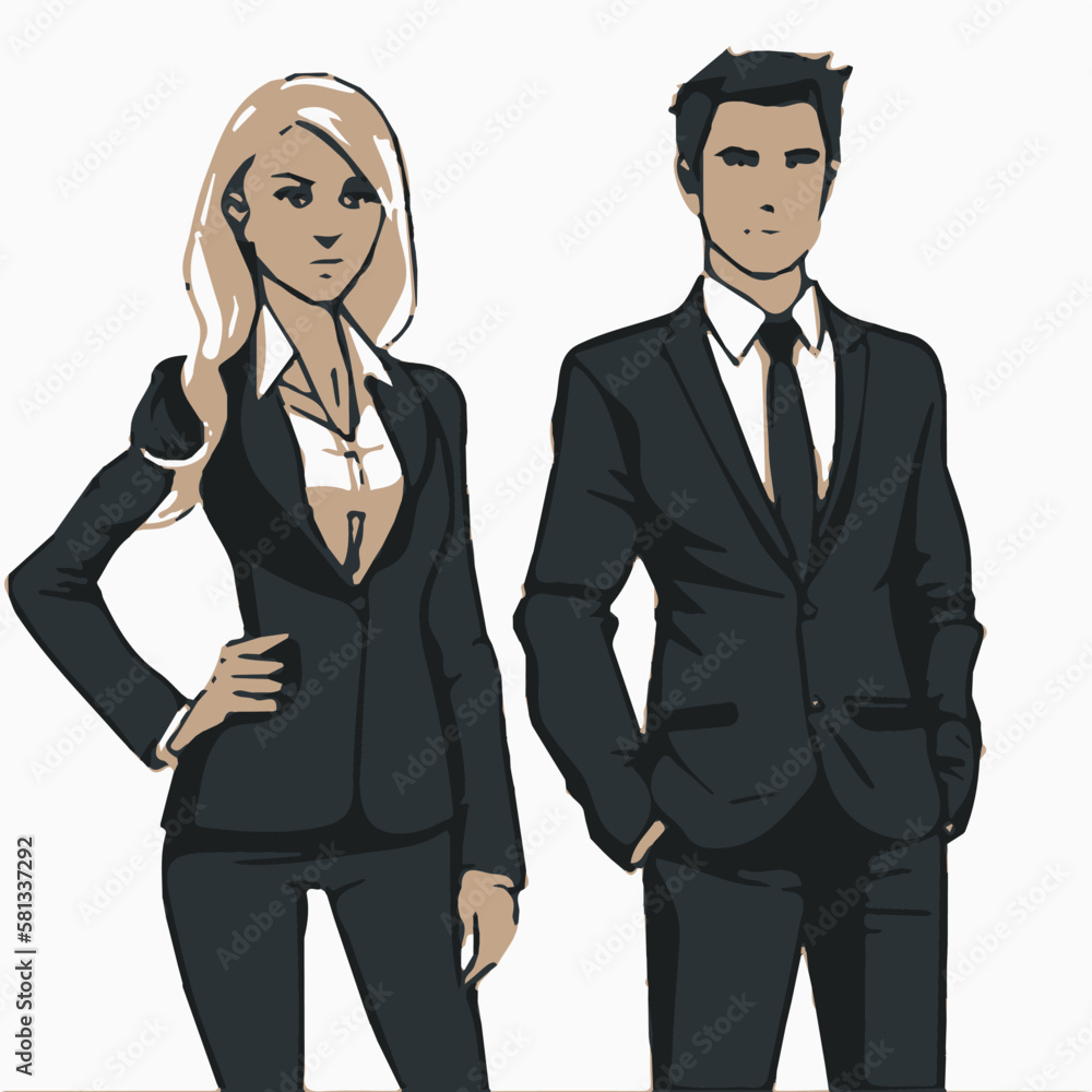 business people in poses, man and woman, vector business people in poses, man and woman, vector