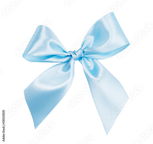 Blue bow on white background, isolate