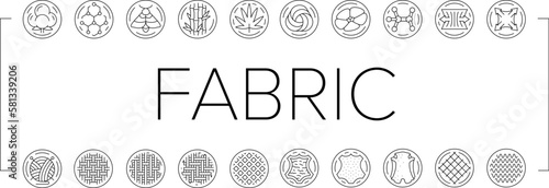 fabric cloth textile material icons set vector