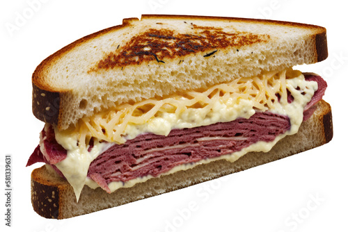 Reuben Sandwich on isolated transparent background, png. Generative AI