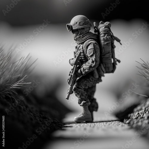 Fotografiet British special forces soldier with weapon take part in military maneuver