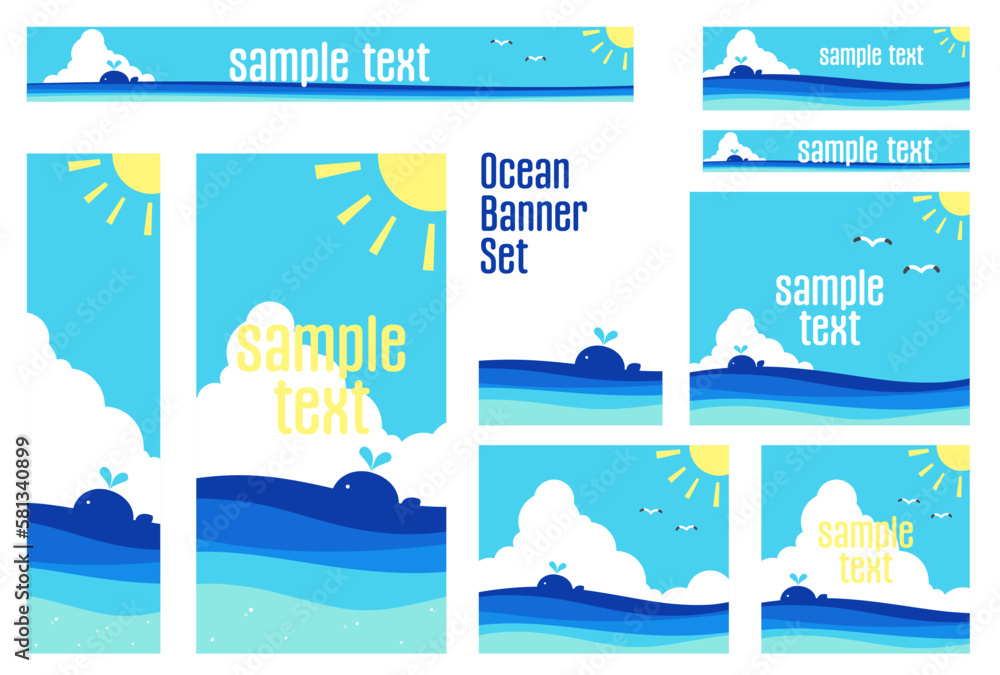 Naklejka premium バナーセット_海とくじら
