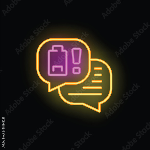 Burnout chat icon outline vector. Stress work. Workplace overload neon color isolated on black