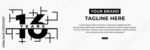 best 16 years vector or 16 years in business vector in flat style. Simple vector design of number 16 or 16 years in business. For needs related to experience design in business 16th.