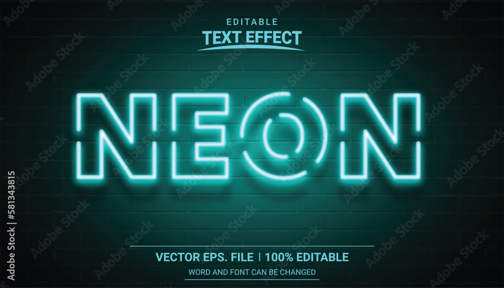Glowing neon light illustrator vector text effect Glowing neon light illustrator vector text effect