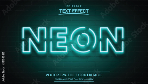 Glowing neon light illustrator vector text effect