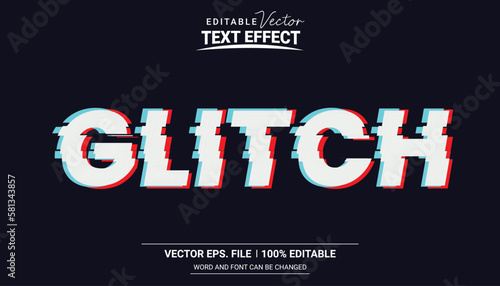 Editable glitch illustrator vector text effect