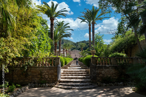 Entrance Alley to the Alfabia gardens and nature park in the Tramuntana mountain - Bunyola, Mallorca, Balearic Islands, Spain photo