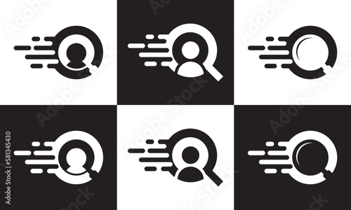 find job logo design. creative search work symbol icon vector.