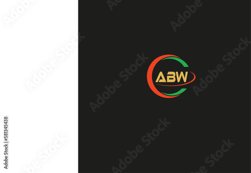 ABW Letter nature logo design on black background. ABW creative initials lettercircle logo concept . ABW letter design. photo