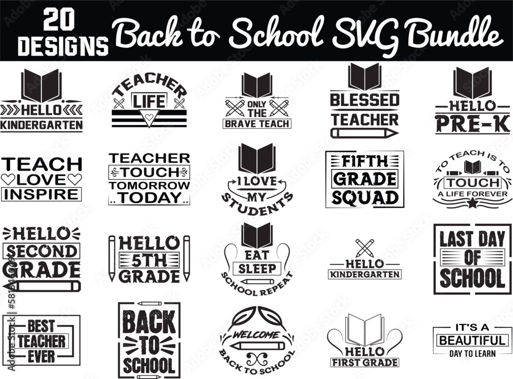 Back to School SVG Bundle, Back to School SVG DESIGN, svg, t-shirt, svg design, shirt design,  T-shirt, QuotesCricut, SvgSilhouette, Svg, T-shirt, Quote, Cats, Birthday, Shirt, DesignWord, Art, Digita