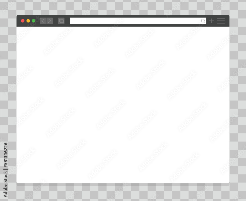 Modern browser window design on transparent background. Web window ...