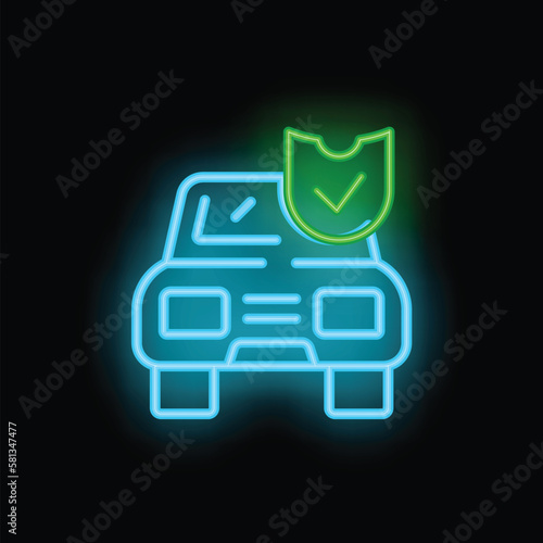 Car insurance icon outline vector. Medical card. Patient care neon color isolated on black