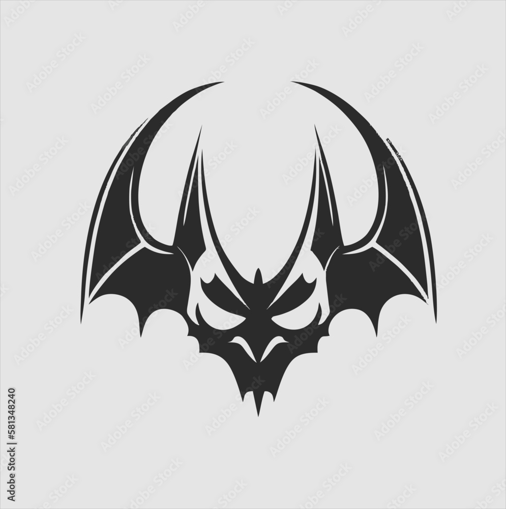 black bat logo silhouette isolated on white. Bat Cartoon Simple vector icon illustration. bat bird design element.