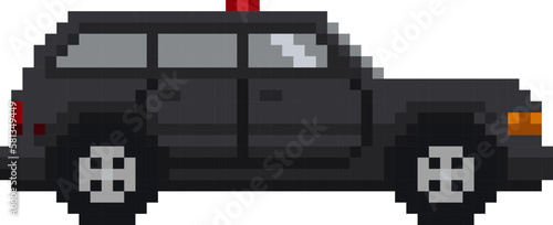 Police car suv type - Pixel style design. Vector illustration.