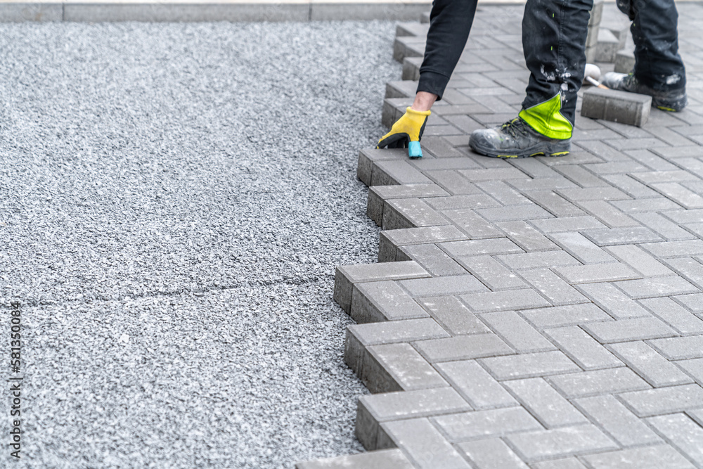 new sidewalk made of concrete interlocking paving blocks new sidewalk made of concrete interlocking paving blocks
