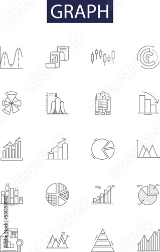 Tableau sur toile Graph line vector icons and signs