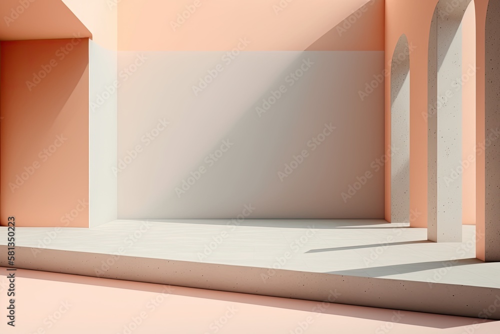 Light pastel peach, textured, concrete perspective background. With empty space for text, copy or product display mockups. Use as a template for digital product placement and marketing. Generative AI Light pastel peach, textured, concrete perspective background. With empty space for text, copy or product display mockups. Use as a template for digital product placement and marketing. Generative AI