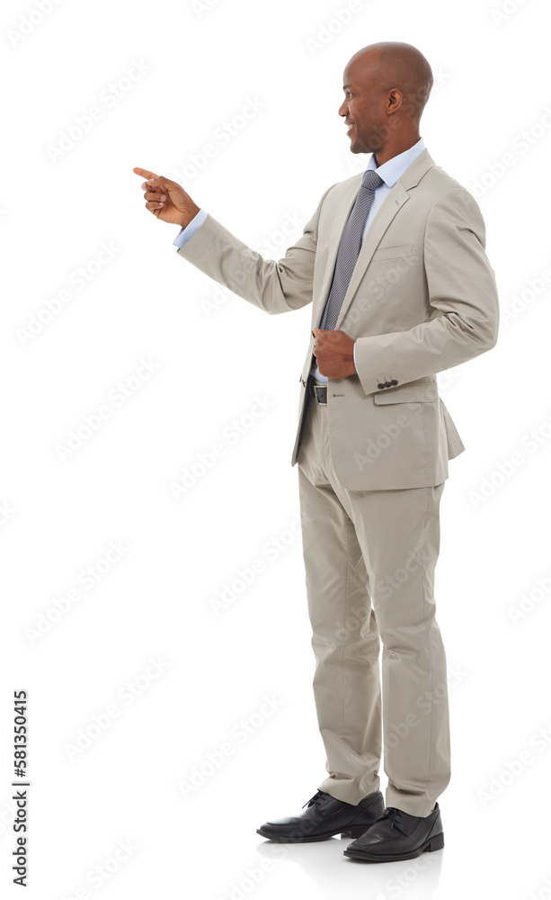 Pointing the way. An African-American businessman pointing towards copyspace. Pointing the way. An African-American businessman pointing towards copyspace.