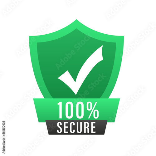 100 Safe vector grunge icon. Icon or button for commercial website. Protection icon vector. Shield icon vector. Data secure. Vector illustration