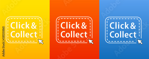 Click and collect icon. Concept online order. Design for ecommerce, internet orders, internet sales and retail. Click and Collect online shopping concept. Vector illustration